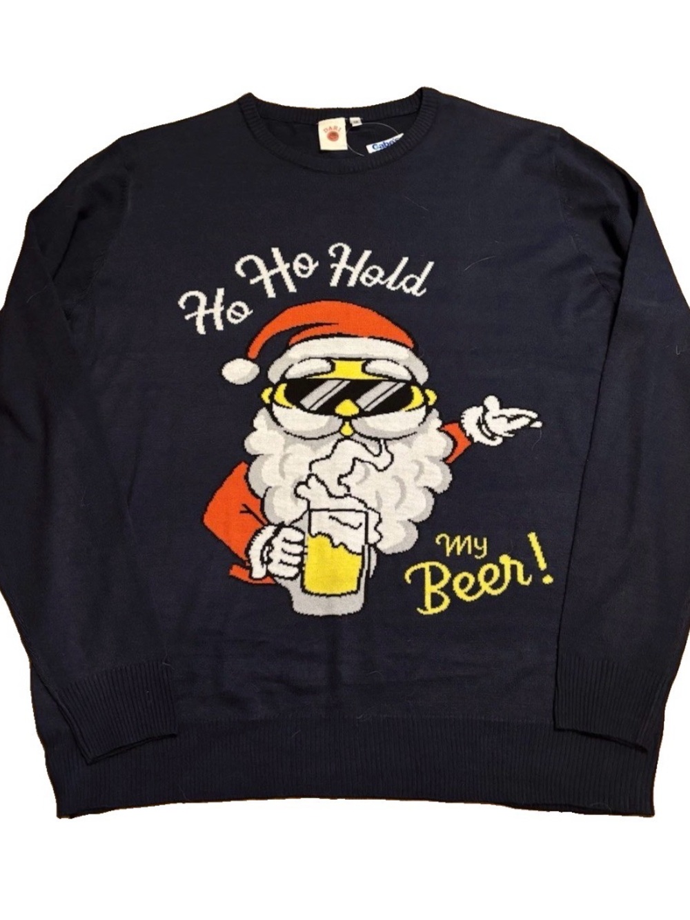 Dari “Hold My Beer” Crew Neck Christmas Sweater - Blue - 1X